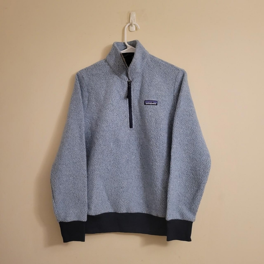 Patagonia woolyester fleece pull over sky blue